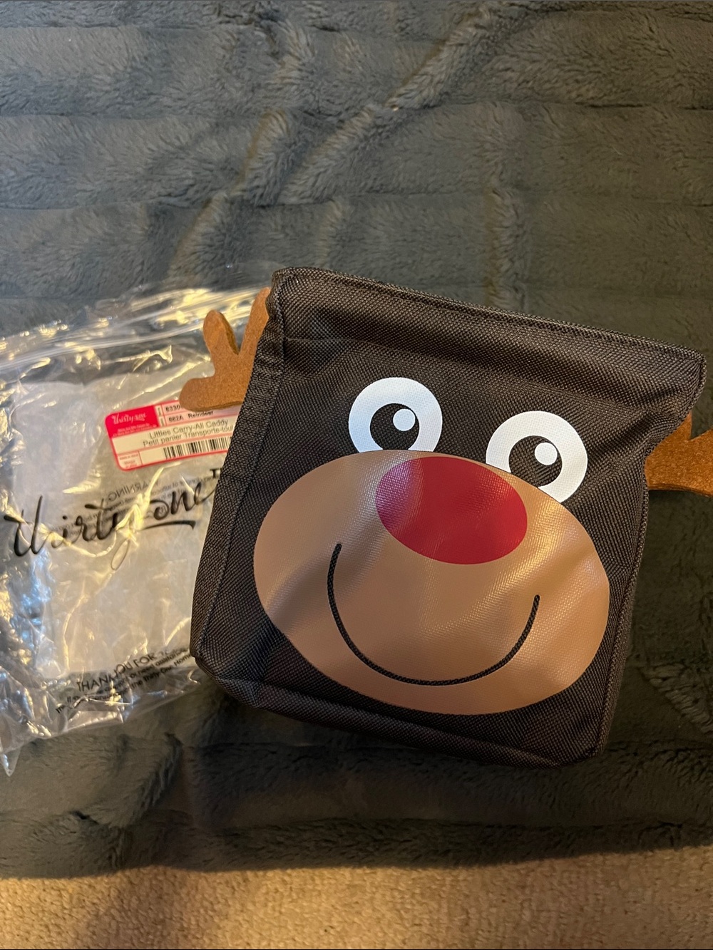 Reindeer little carry all caddy - brown with reindeer
